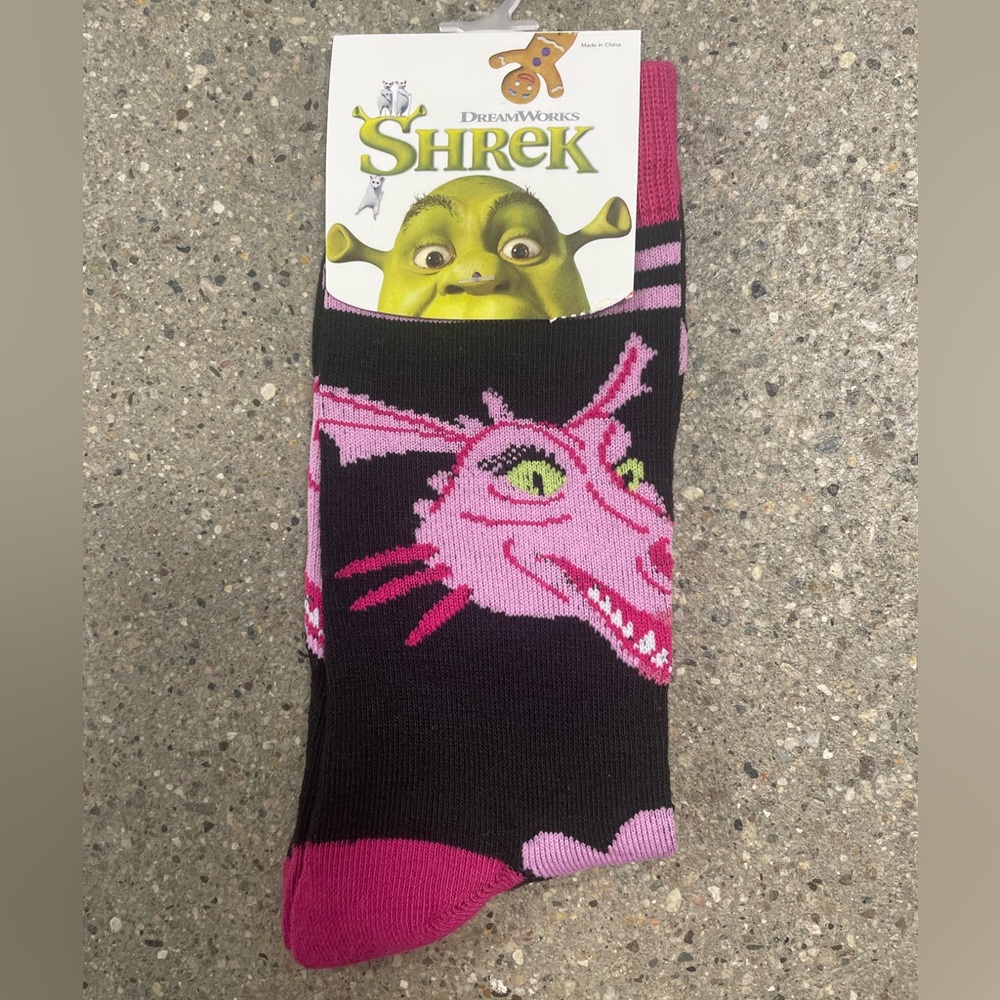 NWT Shrek Pink Dragon Novelty Graphic Socks Unisex